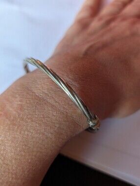 Vintage Italian 925 Sterling Silver Twisted Cable Bangle Bracelet Hinged 10.7g